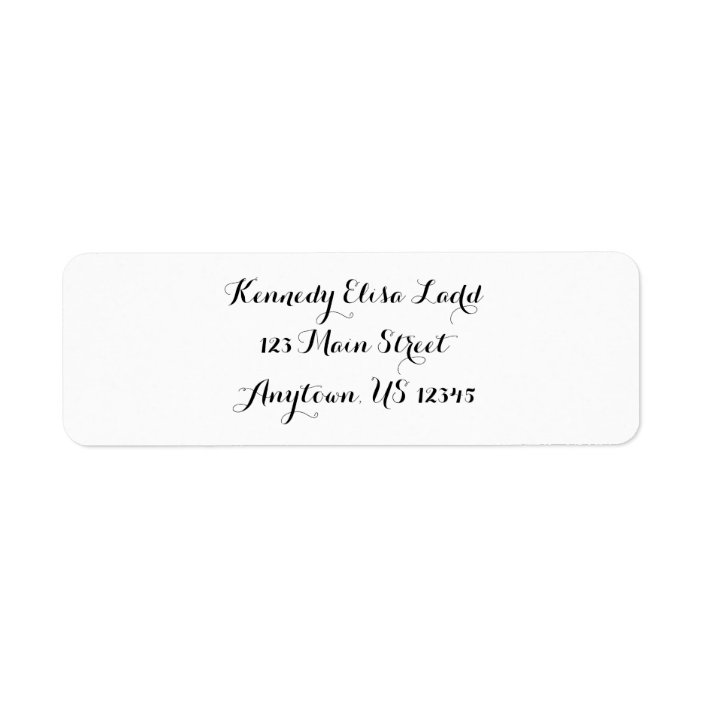 White Simple Plain Cursive Return Address Labels Zazzle Com