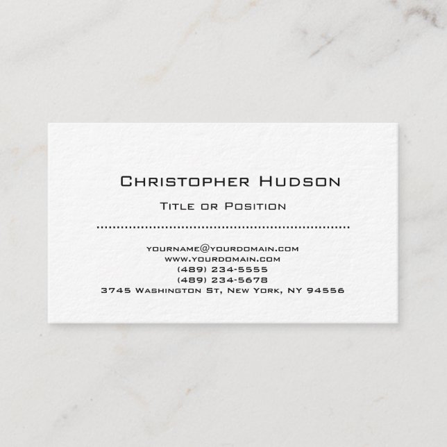 White Simple Plain Minimalist Business Card (Front)