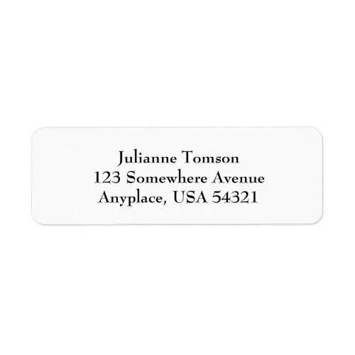 White Simple Plain Return Address Labels