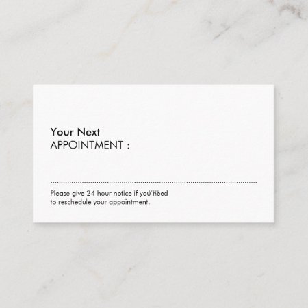 White Simple Professional Appointment Business Card