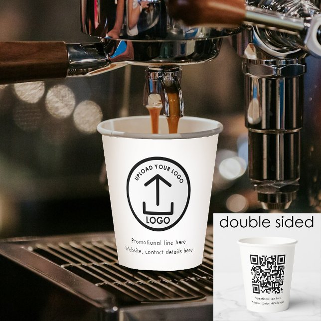 White Simple Professional Business Logo QR Code Paper Cups (White Simple Professional Business Logo QR Code Paper Cups)