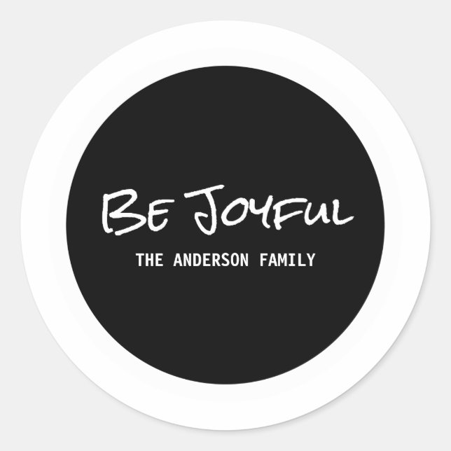 White Simple Script Be Joyful Holiday Stickers (Front)