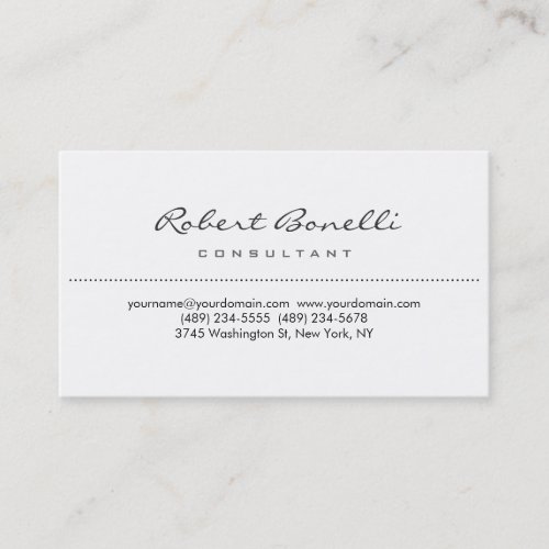 White Simple Script Consultant Business Card