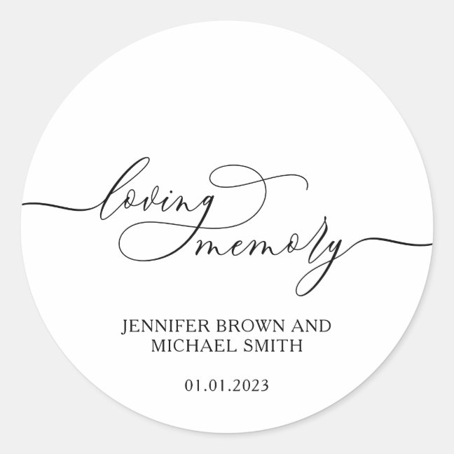 White Simple Signature Loving Memory Classic Round Sticker