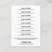 White Simple Soap Scent List Logo Business Card (Back)