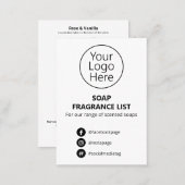 White Simple Soap Scent List Logo Business Card (Front/Back)