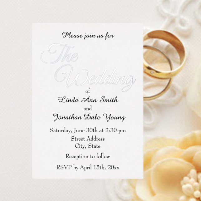 White Simple Style Wedding Foil Invitation (In Situ Wedding)