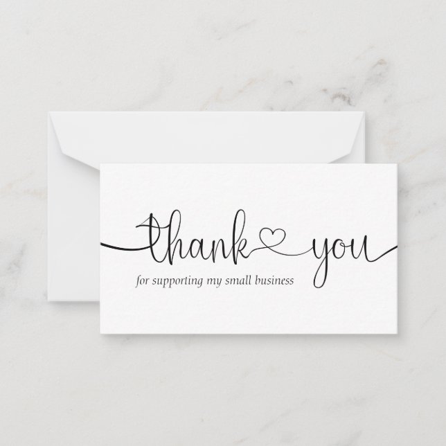 White Simple thank you for supporting our business Note Card (Front)