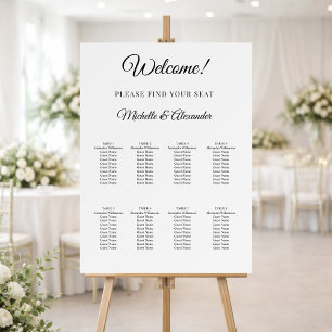 White simple wedding seating chart foam board