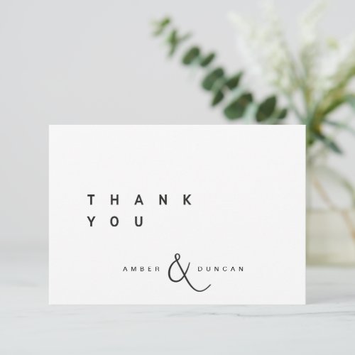 White  Simple Wedding Thank You Card