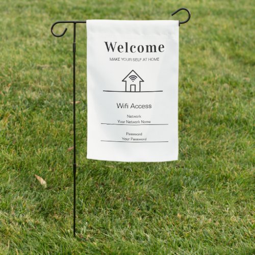 White Simple Welcome Home Wifi Metal Garden Flag