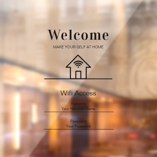 White Simple Welcome Home Wifi Metal Window Cling