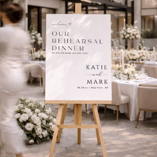 White Simple Welcome To Our Rehearsal Dinner Foam Board