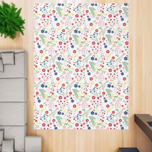 White Simple Wildflower Nursery Farmhouse Rug (Insitu (Indoor 2))