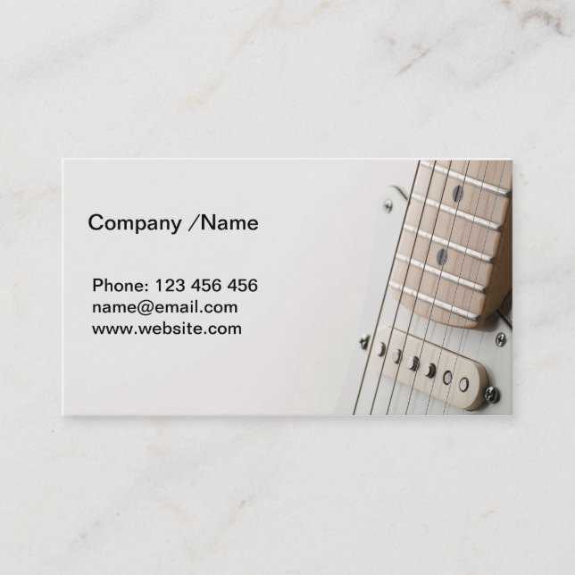 White single coil guitar business card (Front)