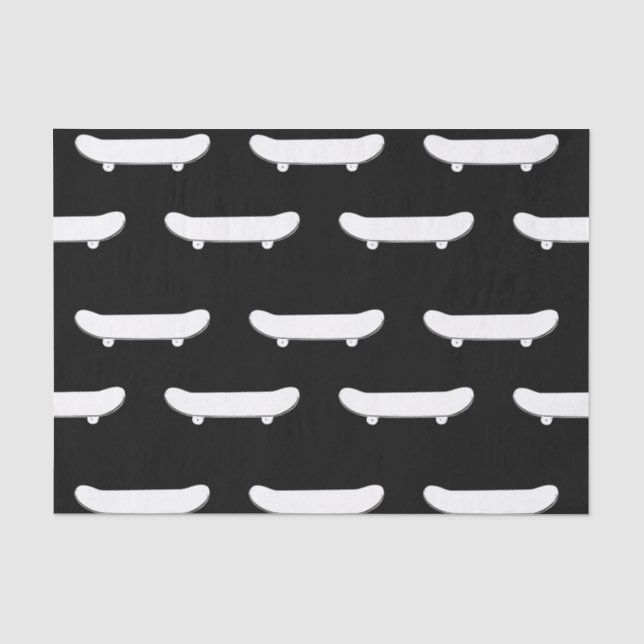 White Skateboard Monochromatic Black Skater Urban Tissue Paper (Front)