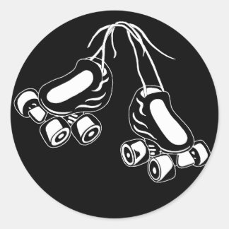 white skates classic round sticker