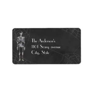 White Sketch Skeleton Spirit Halloween Label