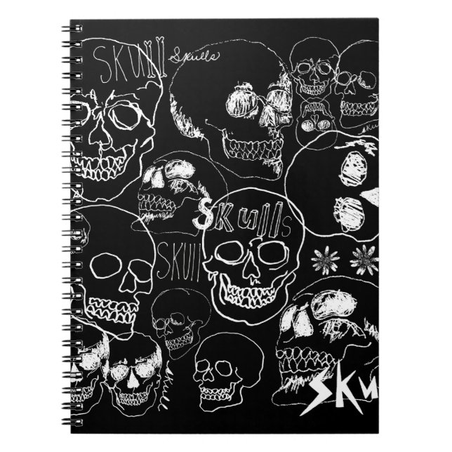 White Sketchbook Skulls Notebook (Front)