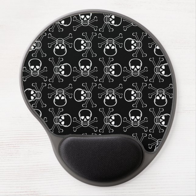 White Skull and Crossbones Gel Mouse Pad (Front)