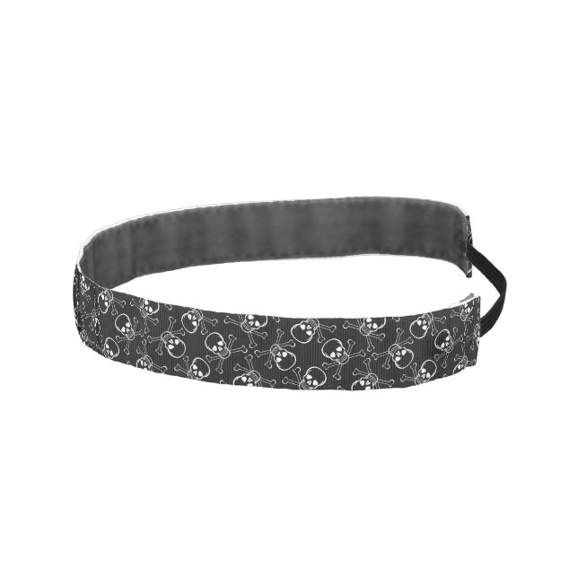 White Skull and Crossbones graphic Pattern Athletic Headband (Right)