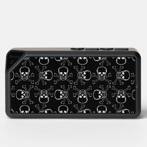 White Skull and Crossbones graphic Pattern Black Bluetooth Speaker