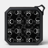 White Skull and Crossbones graphic Pattern Black Bluetooth Speaker (Front)