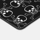 White Skull and Crossbones graphic Pattern Black Desk Mat (Corner)