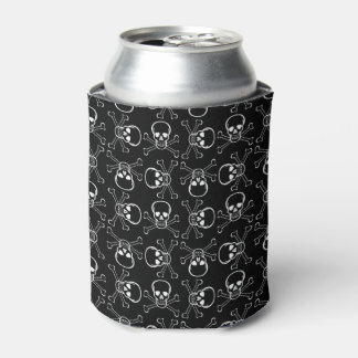 White Skull and Crossbones graphic Pattern Can Cooler