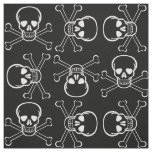 White Skull and Crossbones graphic Pattern Fabric