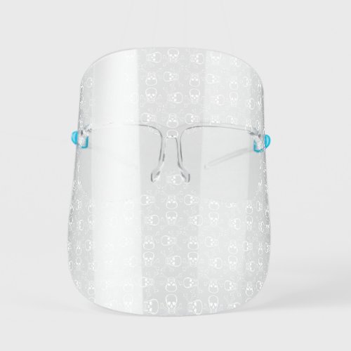White Skull and Crossbones graphic Pattern Kids Face Shield