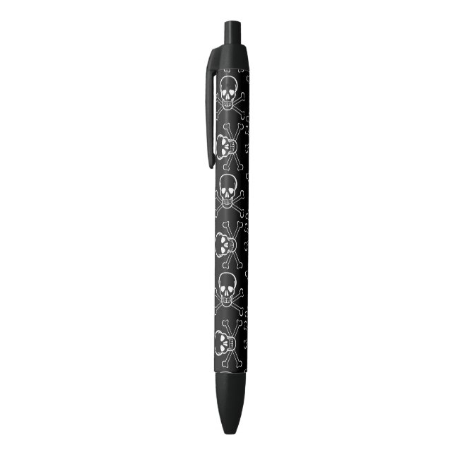 White Skull and Crossbones graphic Pattern Pen (Top (Vertical))