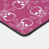 White Skull and Crossbones graphic Pattern Pink Desk Mat (Corner)