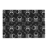 White Skull and Crossbones graphic Pattern Placemat (Back)