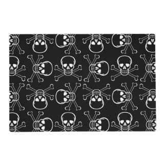 White Skull and Crossbones graphic Pattern Placemat