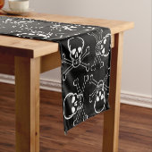 White Skull and Crossbones graphic Pattern Short Table Runner (In Situ)