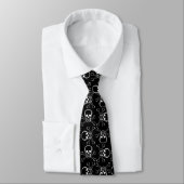 White Skull and Crossbones graphic Pattern Tie (Tied)