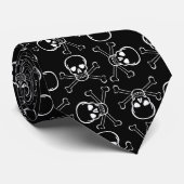 White Skull and Crossbones graphic Pattern Tie (Rolled)