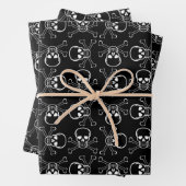 White Skull and Crossbones graphic Pattern Wrapping Paper Sheets (In situ)