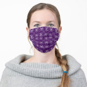 White Skull and Crossbones graphic Purple Adult Cloth Face Mask (Worn)