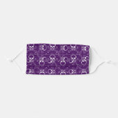White Skull and Crossbones graphic Purple Adult Cloth Face Mask (Front, Folded)