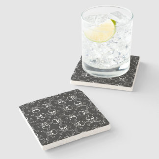 White Skull and Crossbones Stone Coaster