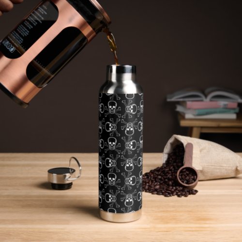 White Skull and Crossbones Water Bottle