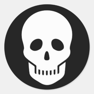 ☠ white skull classic round sticker