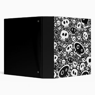 White Skull Pattern 3 Ring Binder