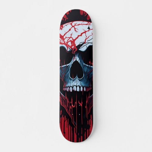 White Skull Red  Black  _ Numb_Skulls Design  Skateboard