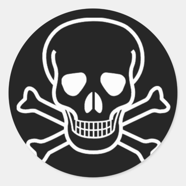 White Skull Round Sticker (Front)
