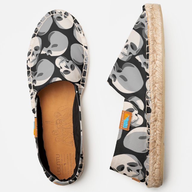 white skull skeleton pattern print  espadrilles (Side)