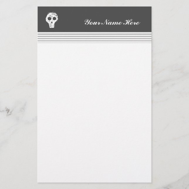 White Skull Stationery (Front)
