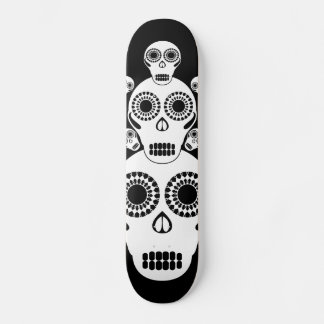 White Skulls Black Skateboard Deck